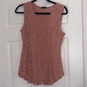 Scobe Elegant Lace Sleeveless Top - Pink